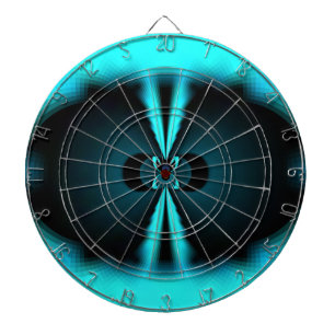 Cible De Fléchettes Cyan et Black Abstrait Art Print