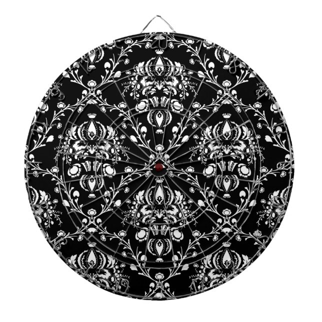 Cible De Fléchettes Damas noir et blanc (Devant)