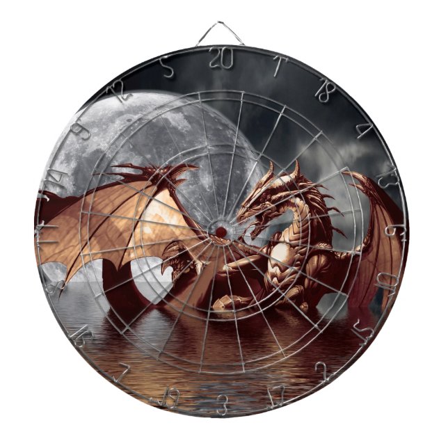 Cible de flechettes d'art Imaginaire Dragon & Moon (Devant)