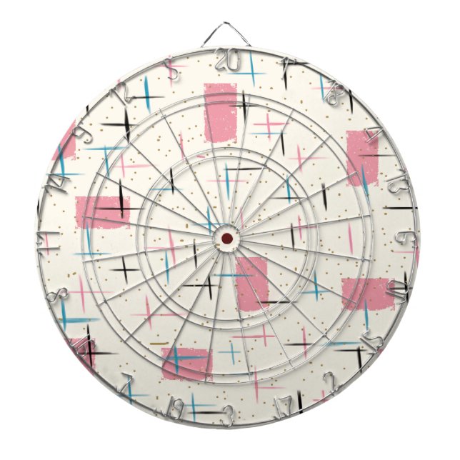 Cible de flechettes de Motif rétro atomique rose (Devant)