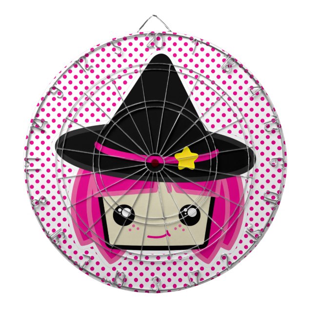 Cible de flechettes de sorcière Kawaii Pink Haired (Devant)