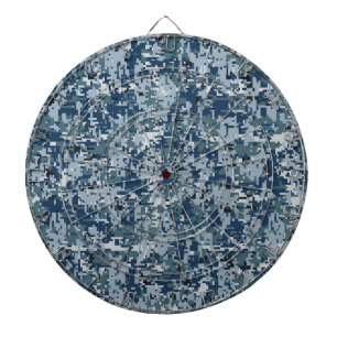 Cible De Fléchettes Décor Camouflage Pixels numériques bleu marine