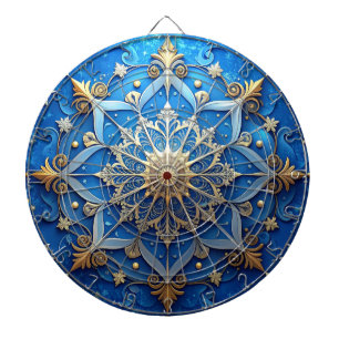 Cible de fléchettes décorative florale bleue