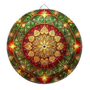 Cible de fléchettes décorative florale rouge et ve