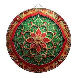 Cible de fléchettes décorative florale rouge vert