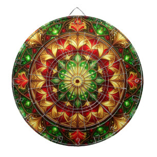 Cible de fléchettes décorative florale rouge vert