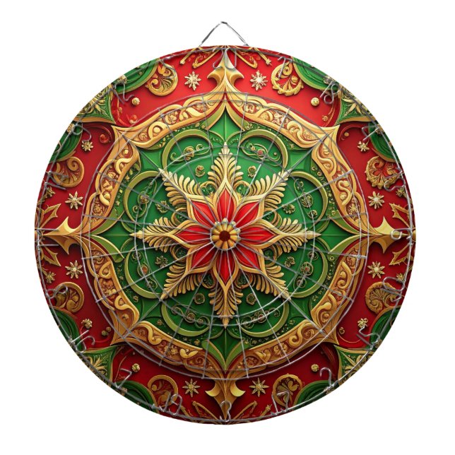 Cible de fléchettes décorative florale rouge verte (Devant)