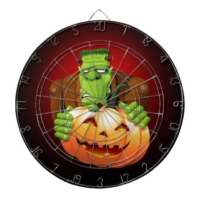 Cible De Fléchettes Dessin de Frankenstein Monster avec Citrouille (Devant)