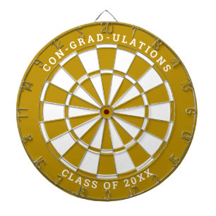 Cible De Fléchettes Diplôme en or jaune et blanc Texte personnalisé