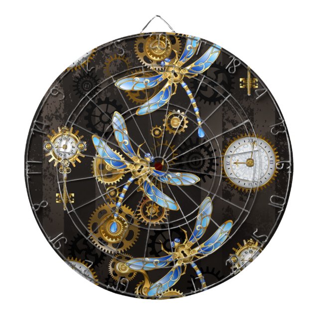 Cible De Fléchettes Dragonflies de Steampunk sur arrière - plan rayé b (Devant)