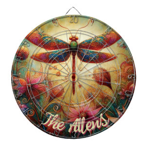 Cible De Fléchettes Dragonfly lunaire Floral Abstrait personnalisé