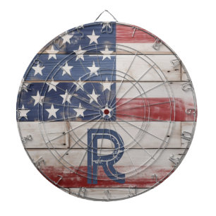 Cible De Fléchettes Drapeau américain Russe Rouge Blanc Bleu Monogramm
