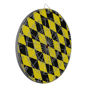 Cible De Fléchettes Drapeau diamant de Bavière noire et jaune Motif