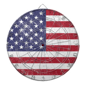 Cible De Fléchettes Drapeau vintage USA Patriotique Américain Rouge Bl