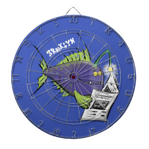 Cible De Fléchettes Drôle caricature de poisson de pêcheur