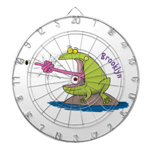 Cible De Fléchettes Drôle dessin animé de grenouille et mouche