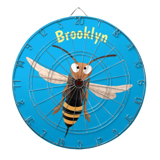 Cible De Fléchettes Drôle dessin animé de guêpe à cornet en colère (Devant)