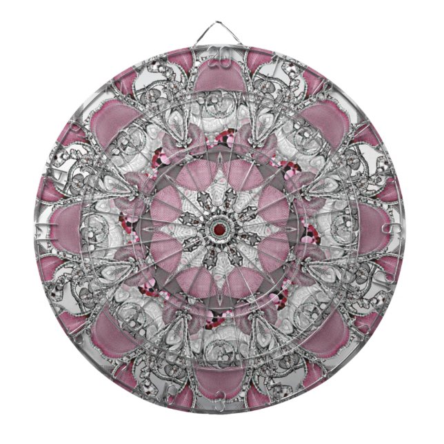Cible De Fléchettes Elégant Pink Silver Darboard décoratif (Devant)