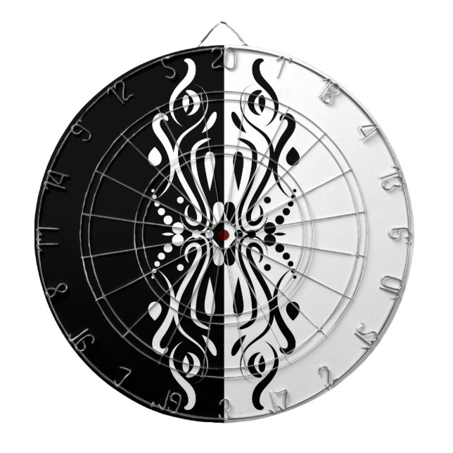Cible De Fléchettes Élégant style arlequin Abstrait noir et blanc (Devant)