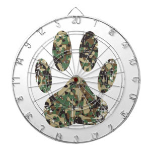 Cible De Fléchettes Empreinte de patte de chien Camo en détresse