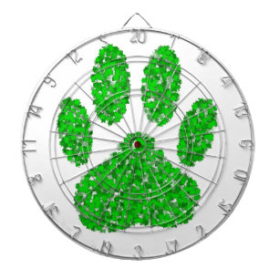 Cible De Fléchettes Empreinte de patte de chien de feuillage vert