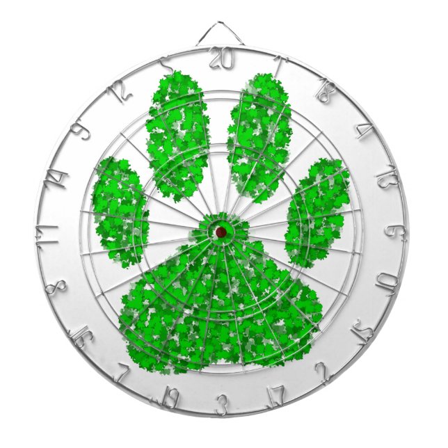Cible De Fléchettes Empreinte de patte de chien de feuillage vert (Devant)