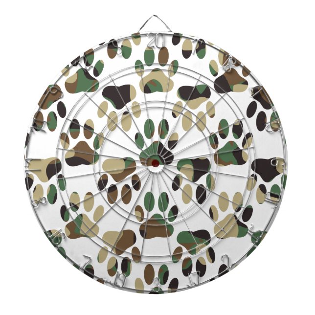 Cible De Fléchettes Empreinte de patte de chien Motif Camo (Devant)