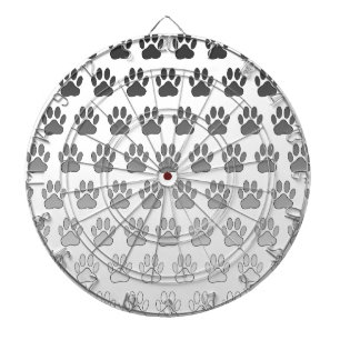 Cible De Fléchettes Empreintes de pattes dégradés en noir et blanc et 