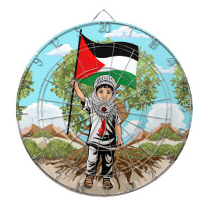 Cible De Fléchettes Enfant avec Keffiyeh Palestine Drapeau et olivier