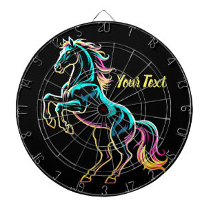 Cible De Fléchettes Enseigne au néon Cheval Style Rétro Glitch