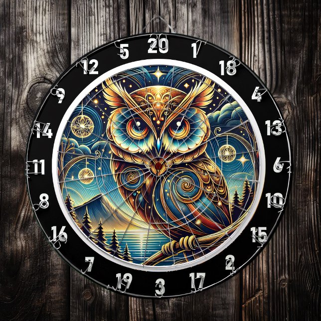 Cible De Fléchettes Ethereal Nocturne Owl Dartboard Design (Créateur téléchargé)