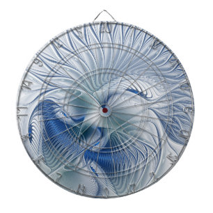Cible De Fléchettes Fantaisie dynamique Abstrait Tons bleus Art fracta