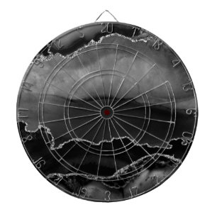 Cible De Fléchettes Faux Black Marblé Agate Élégante Parties scintilla