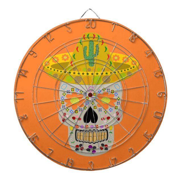 Cible De Fléchettes Fête mexicaine du crâne mort (Devant)
