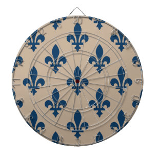Cible De Fléchettes Fleur de Lis Motif, Royal French Blue sur Crème