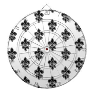 Cible De Fléchettes Fleur de lis noir et blanc