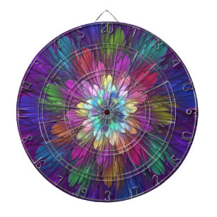 Cible De Fléchettes Fleur psychédélique colorée Art fractal Abstrait