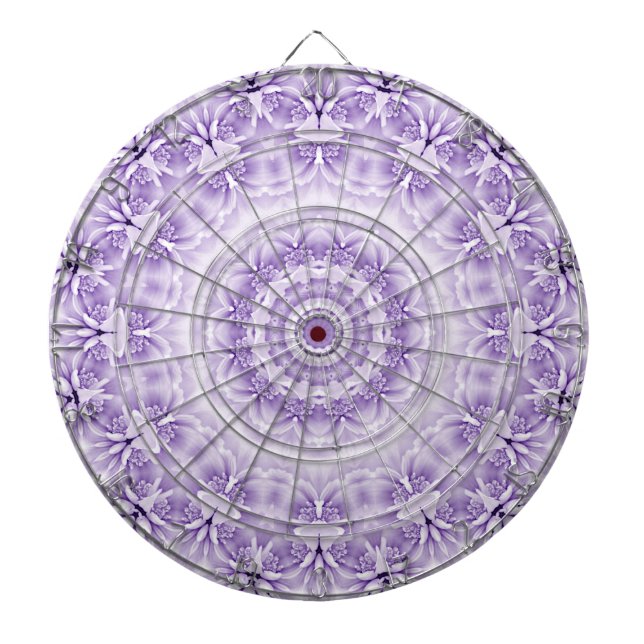 Cible De Fléchettes Fleurs blanches violettes Tableau noir (Devant)