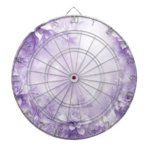 Cible De Fléchettes Fleurs blanches violettes Tableau noir