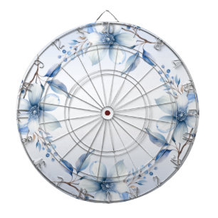 Cible De Fléchettes Fleurs Bleues Botaniques Tableau noir