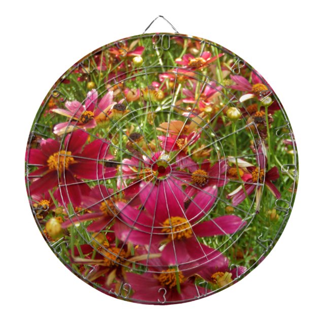 Cible De Fléchettes Fleurs de marguerite rose et jaune brillantes (Devant)