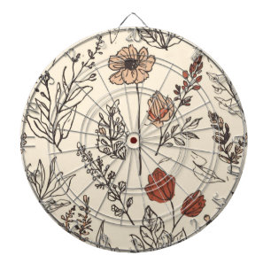 Cible De Fléchettes Fleurs sauvages rustiques croquis botanique vintag