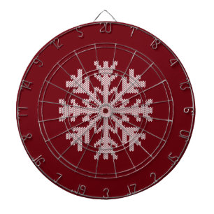 Cible De Fléchettes Flocon de neige blanc de Knit en vin rouge de