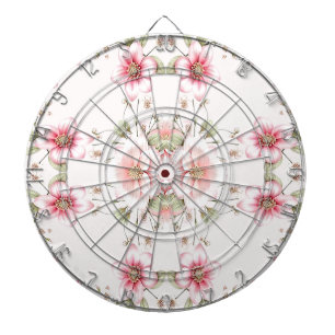 Cible de fléchettes florale rose et blanc élégante