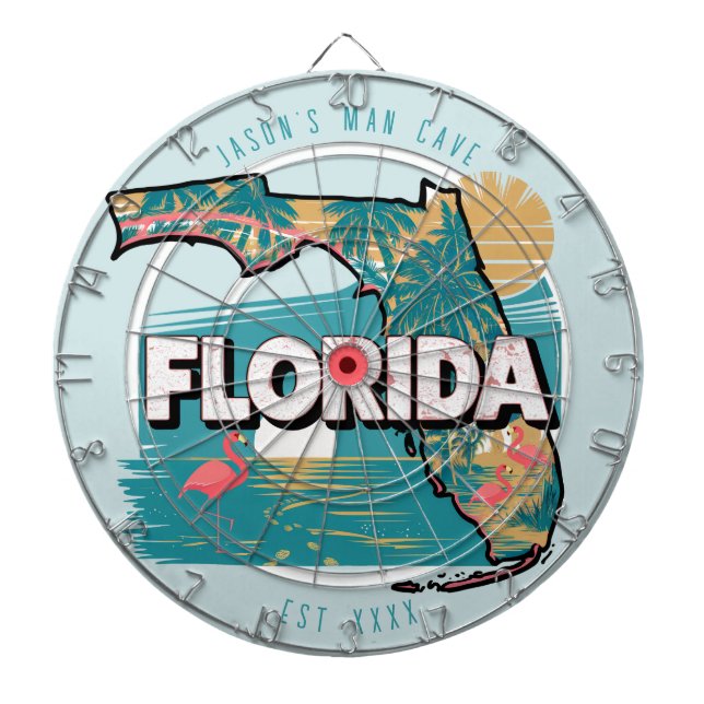 Cible De Fléchettes Florida Man Cave Nom personnalisé Date Est (Devant)