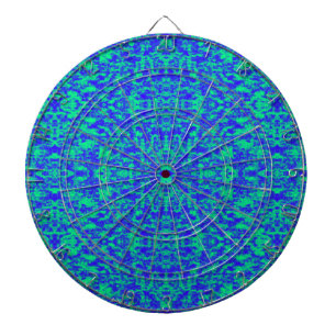 Cible De Fléchettes Fractage Abstrait En Bleu Et Vert
