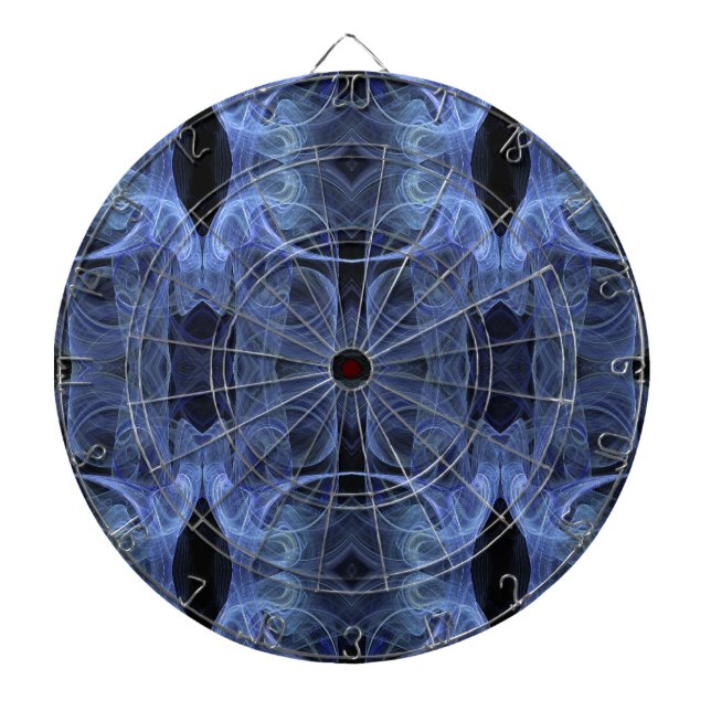 Cible de flechettes fractale noire et bleue (Devant)