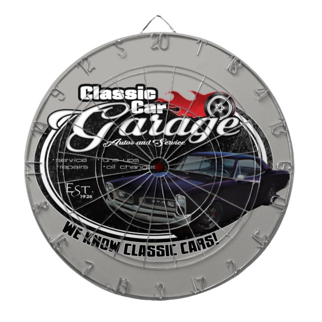 Cible De Fléchettes Garage fait sur commande de la voiture classique (Devant)