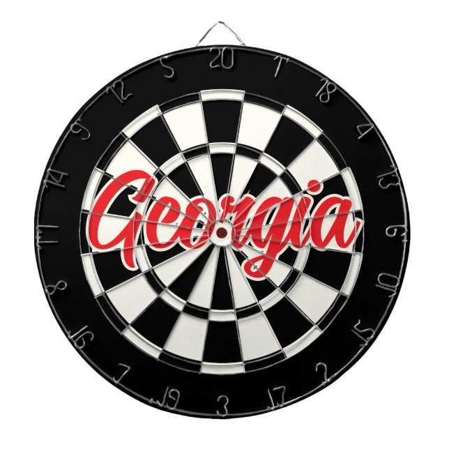 Cible De Fléchettes Georgia Red text Black and White Retro (Devant)