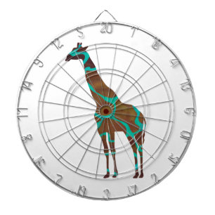 Cible De Fléchettes Giraffe Impression Brown et Turquoise